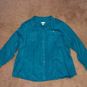 Teal button down collared shirt